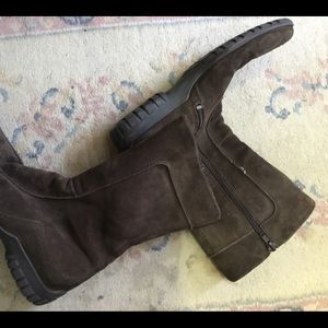 Theresia M brown suede shearling calf boots sz 6.5